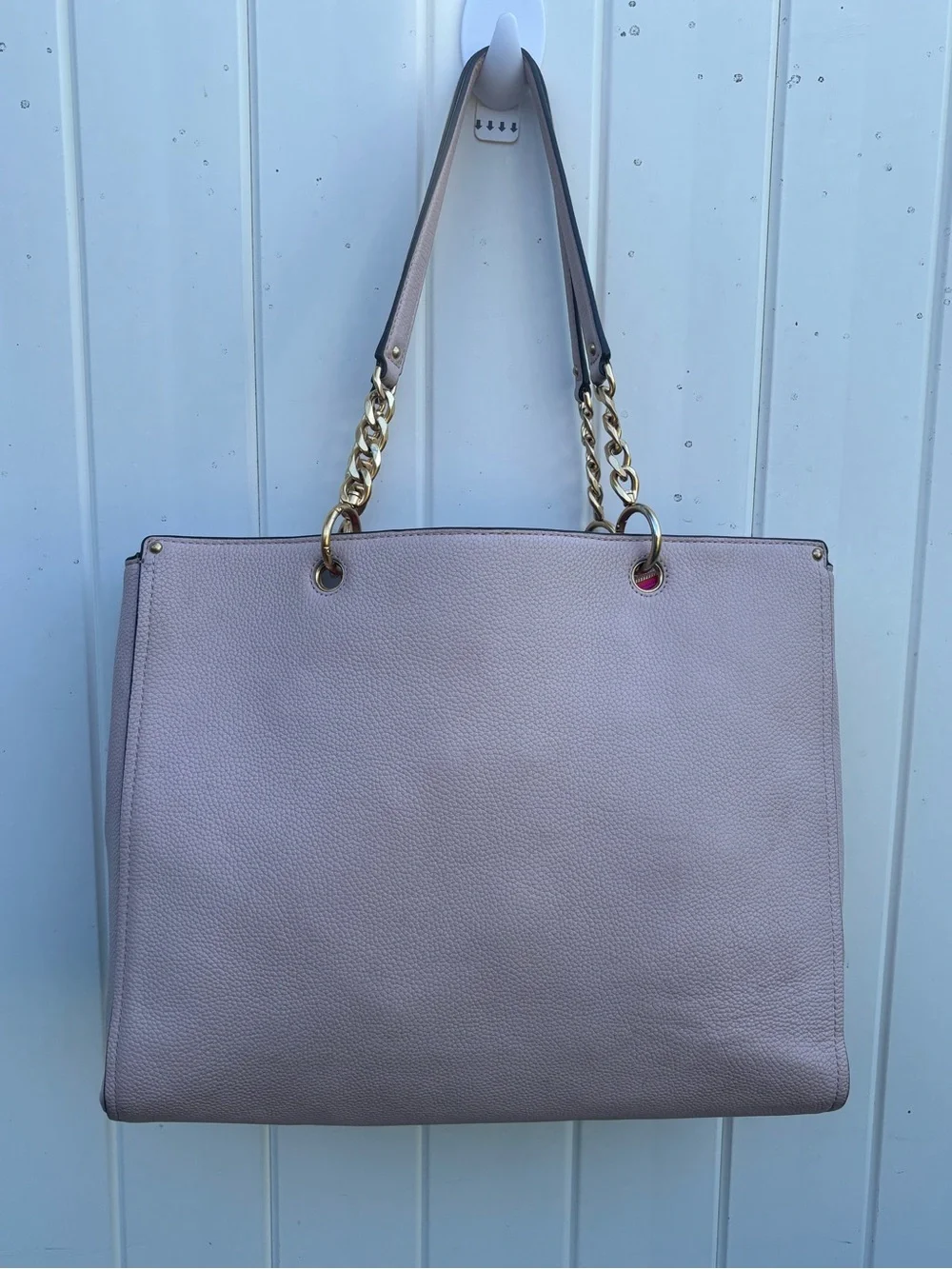Tory Burch Dusty Pink Pebbled Leather Chain-Handle Tote